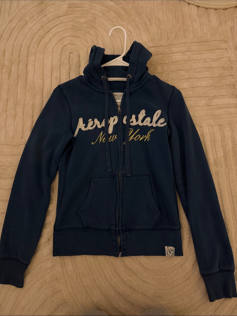 Aeropostale Navy Zip-Up Hoodie with Drawstrings